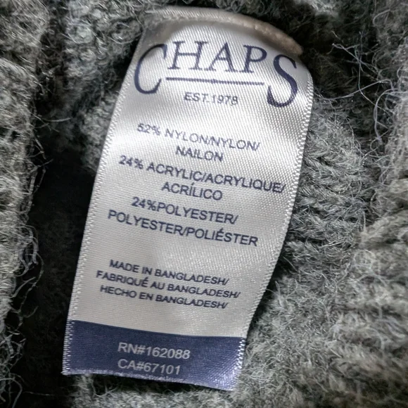 Chaps 2X Plus Size Charcoal Cable Knit Button Front Cardigan | Classic Heritage - Picture 3 of 5